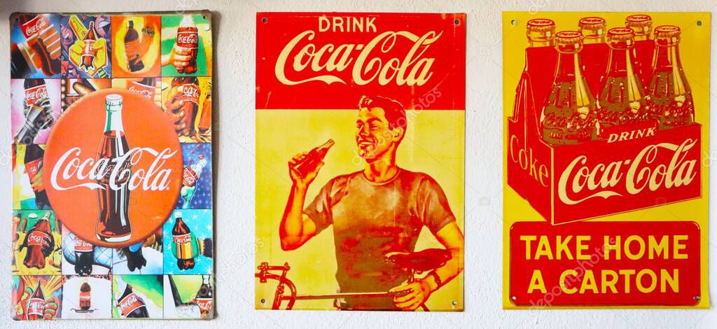 May 18, 2023 - Lamphun, Thailand, antiques, collectibles, hard to find from products Coke or Coca Cola.