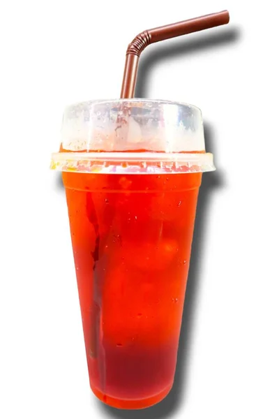 Thai-style drink menu in hot weather, cold drinks (iced black tea) on a white background