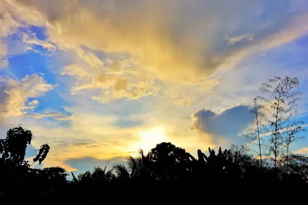 Nordul Thailandei Seara Apus Soare Imagine Fundal Lumină Aurie Frumoasă — Fotografie, imagine de stoc
