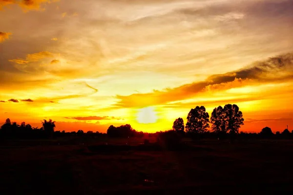 Nord Thailandia Sera Tramonto Immagine Sfondo Con Bella Luce Dorata — Foto Stock