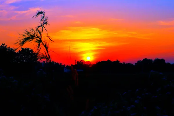 Nord Thaïlande Soir Coucher Soleil Image Fond Avec Une Belle — Photo