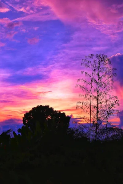 Βόρεια Ταϊλάνδη Βράδυ Ηλιοβασίλεμα Φόντο Εικόνα Όμορφο Χρυσό Φως Μας — Φωτογραφία Αρχείου