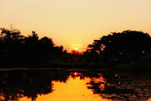 Nordul Thailandei Seara Apus Soare Imagine Fundal Lumină Aurie Frumoasă — Fotografie, imagine de stoc