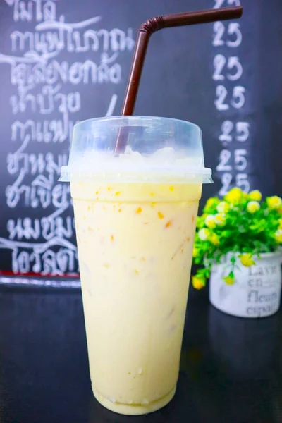 Тайский Стиль Уличных Холодных Напитков Меню Которое Должны Попробовать Вкусная — стоковое фото