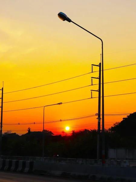 Northern Thailand Sore Matahari Terbenam Gambar Latar Belakang Dengan Cahaya — Stok Foto
