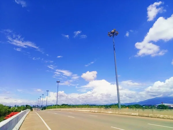 Highway Road Scenery Background Image Beautiful Clear Sky Refreshing Relaxing — Stock Photo, Image