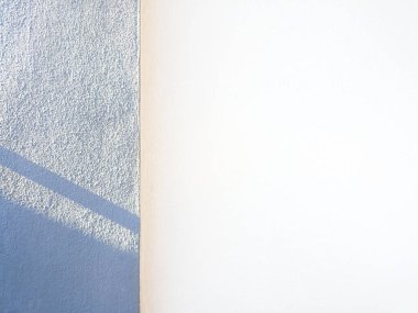 Beyaz arka plan duvarına yansıyan ışık ve gölgelerin minimalist fotoğrafçılığı görüntüyü benzersiz gösteren güzel ve doğal bir grafik deseni yaratır..