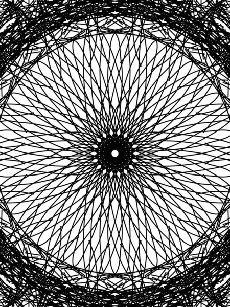 Dalgalı ve güzel bir daire içinde yayılan lifleri gösteren bu siyah ve beyaz resim benzersiz ve sıradışı görünüyor..