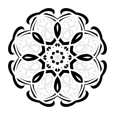 Grafik çiçek yaprağı deseninin siyah ve beyaz çizimi ya da bir gömlek üzerindeki ekran izi deseni olarak kullanılabilir.