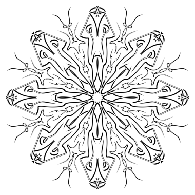 Grafik çiçek yaprağı deseninin siyah ve beyaz çizimi ya da bir gömlek üzerindeki ekran izi deseni olarak kullanılabilir.