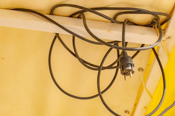 Câble Électrique Enchevêtré Noir Connectant Les Lumières Autres Appareils Électriques — Photo