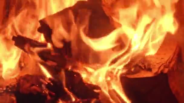 Zbliżenie Ognia Piecu Gotowania Piec Opalany Drewnem Ogrzewania Domu Zimie — Wideo stockowe