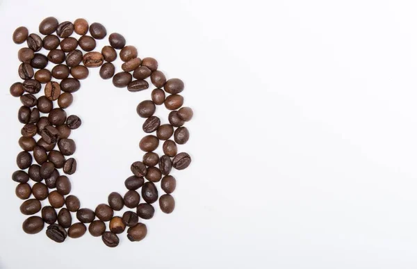 Angol Ábécé Nagybetűje Amely Természetes Pörkölt Kávébabból Áll Fehér Alapon — Stock Fotó
