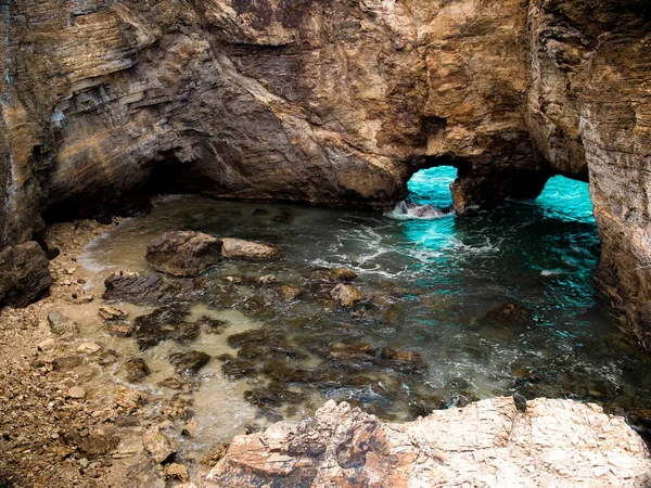 Agujero Del Diablo Agujero David Playa Acantilado Cueva Isla Martin —  Fotos de Stock