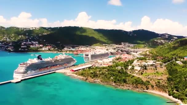 Drone Záběry Výletní Přístav Thomas Nás Panenské Ostrovy — Stock video