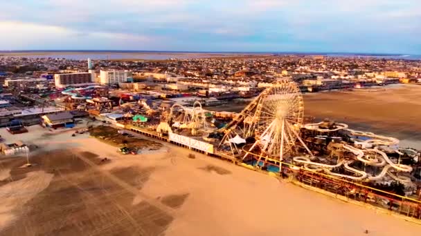 Drone Materiał Filmowy Parku Rozrywki Parku Wodnego Pobliżu Plaży — Wideo stockowe