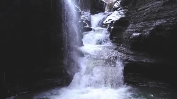 Cascade Waterfalls Cavern Rainbow Falls Watkins Glen State Park New — Stock Video