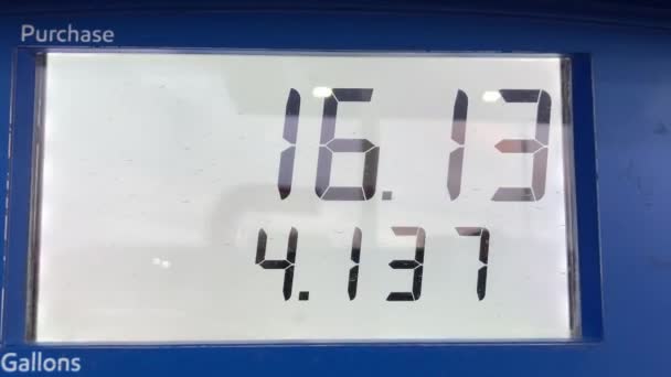 Gas Price Going Pump Blue Background — Vídeo de Stock