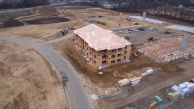 drone video of a home apartment building construction site