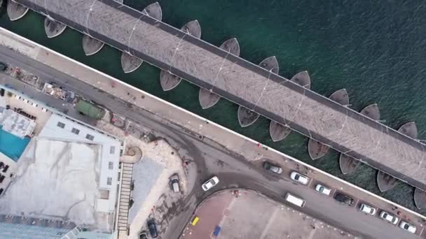 Drone Video Del Ponte Queen Emma Nel Porto Crociere Curaao — Video Stock