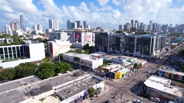 Drone Footage Wynwood Downtown Miami — Stock Video