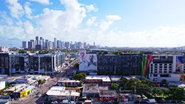 Drone Footage Wynwood Downtown Miami — Stock Video