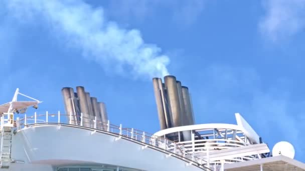 Emissões Carbono Dos Gases Escape Navio Cruzeiro — Vídeo de Stock