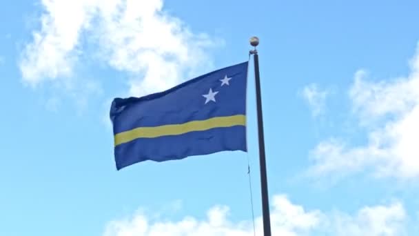 Curacao Zászló Integet Szélben — Stock videók