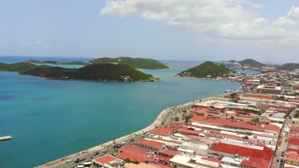 Drónfelvételek Thomas Amerikai Virgin Szigetéről Karib Tengeren — Stock videók