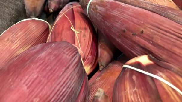 Nyílt Piacon Értékesített Banánvirágok — Stock videók