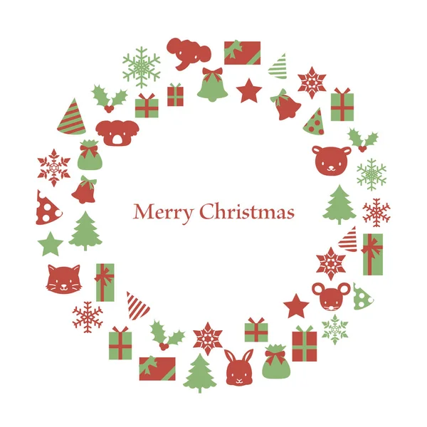 Noel çelengi çerçevesi. Yeşil ve kırmızı.