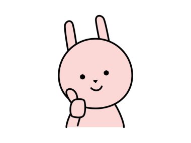 A cute rabbit character makes a good hand sign clipart