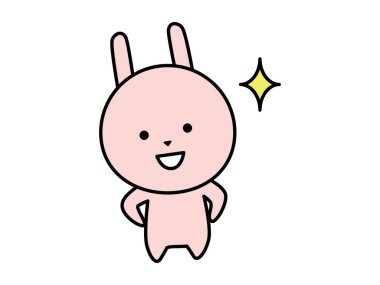 Sevimli bir tavşan karakteri gururlu bir yüz yapar.