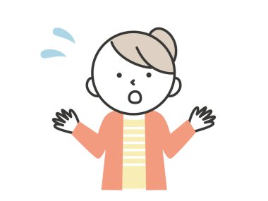 Terli ve telaşlı genç bir kadın. Basit bir insanın klip sanatı.