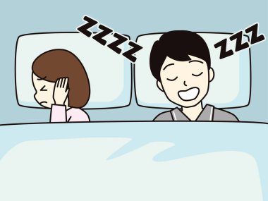 Wife who can't sleep because of her husband's snoring.