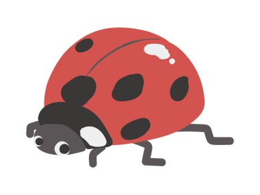 Cute ladybug. Simple and flat design. Cute creatures that children love. Handwritten rough taste