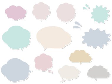 Cloud-shaped speech bubble set with a calm color. Style with white border and shadow.