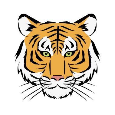 Vector illustration of a tiger's face facing forward. New Year's card material for the year of the tiger 