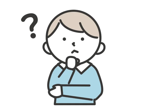 Boy Questioning Expression Question Mark His Head Simple Style Illustrations — ストックベクタ