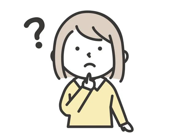Girl Questioning Expression Question Mark Her Head Simple Style Illustrations — ストックベクタ