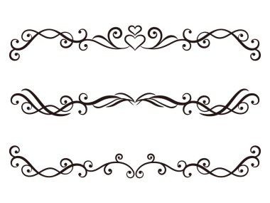 Bitkiler ve kalp izleriyle tek renkli klasik dekoratif kenar.