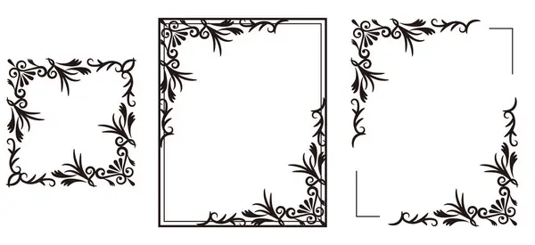 Stock vector Monochrome elegant leaf square frame set.