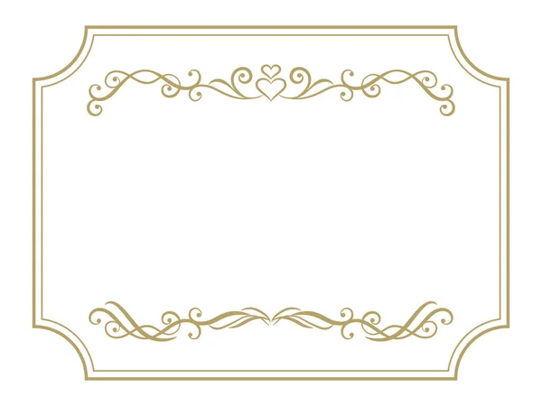Cornice Decorativa Oro Antico Con Simbolo Del Cuore — Vettoriale Stock