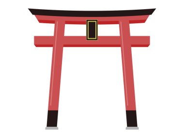 Basit Torii kapı çizimi. Tapınağın girişindeki kapı. Japon tarihi kapısı.