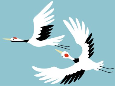 Gökyüzünde uçan bir vincin basit bir çizimi.