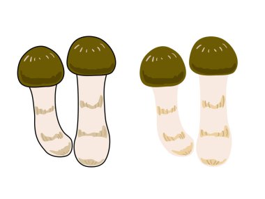 Basit bir kibrit çöpü mantar çizimi. Japon lüks malzemeleri..