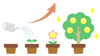 Illustration of growing a money tree clipart