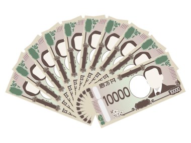 10 bin yen 'lik banknotlar vantilatör şeklinde yayılmış..