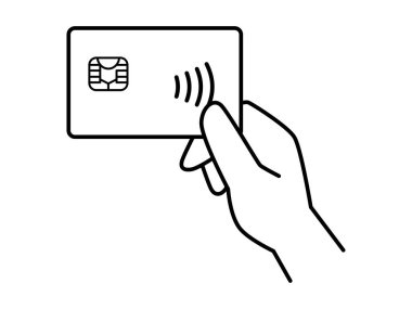 Illustration of using a credit card for touch payment clipart