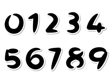 Çıkartma stili el çizimi numara seti. Sevimli ve popüler tasarım materyali.